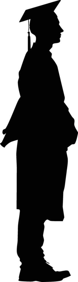 AI generated Silhouette man wear graduating hat black color only vector