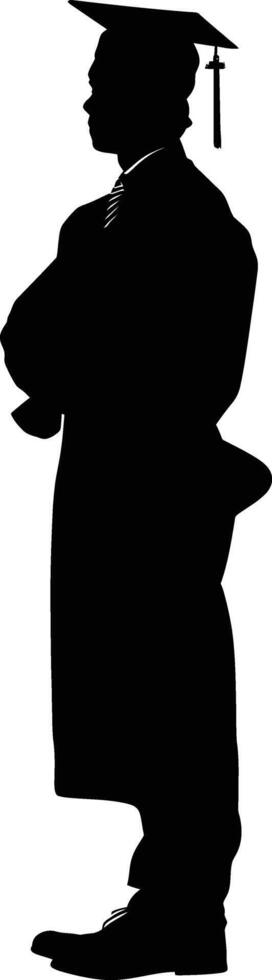 AI generated Silhouette man wear graduating hat black color only vector