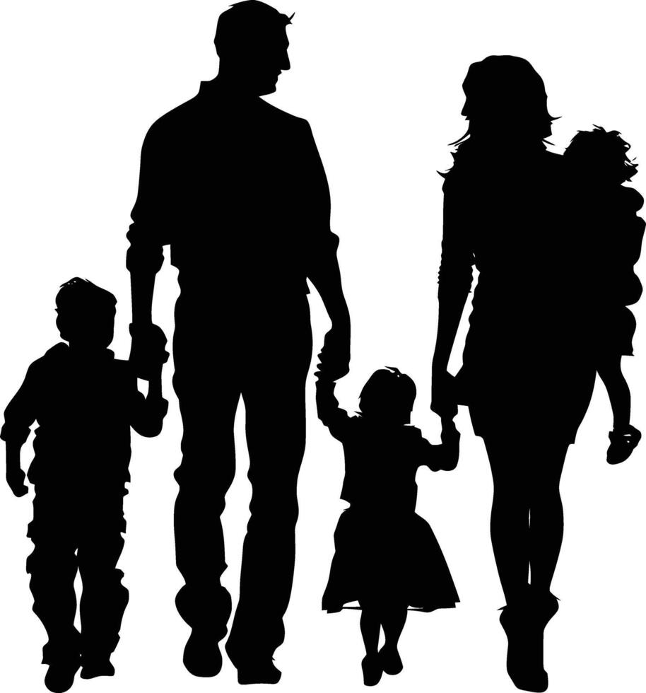 AI generated Silhouette happy family black color only full body vector