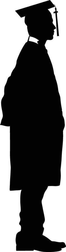 AI generated Silhouette man wear graduating hat black color only vector