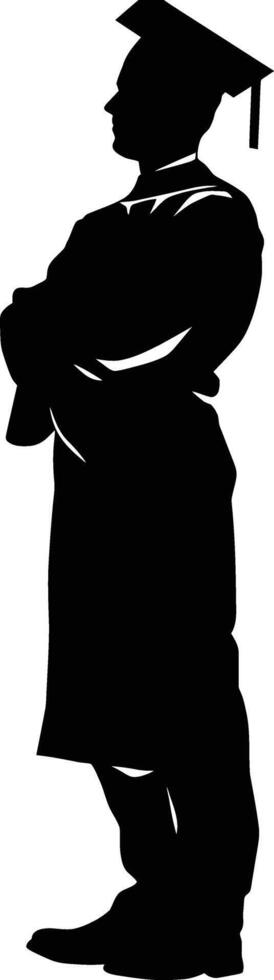 AI generated Silhouette man wear graduating hat black color only vector