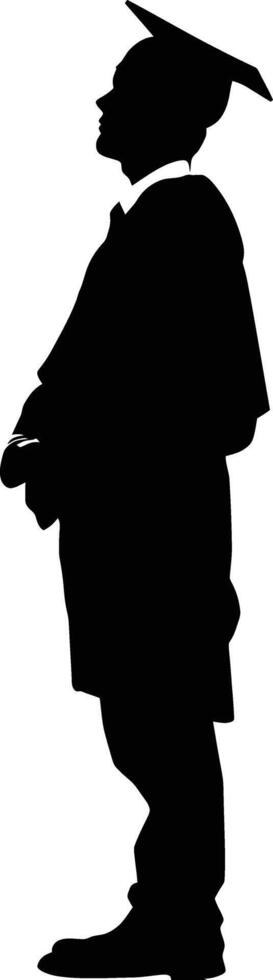 AI generated Silhouette man wear graduating hat black color only vector