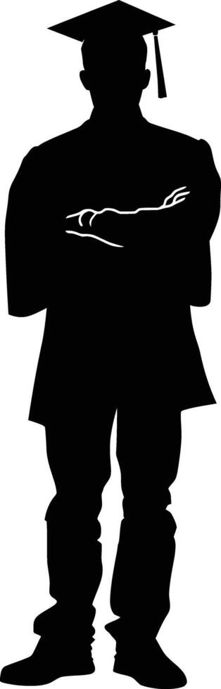 AI generated Silhouette man wear graduating hat black color only vector