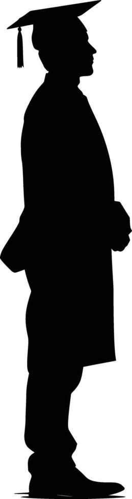 AI generated Silhouette man wear graduating hat black color only vector