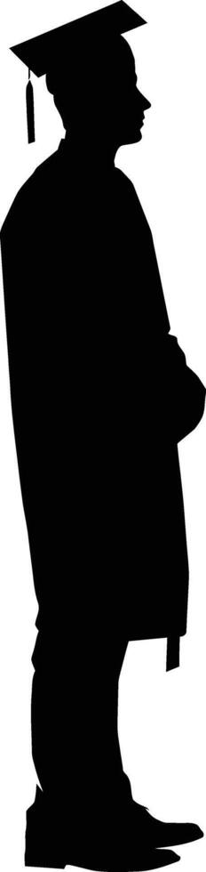 AI generated Silhouette man wear graduating hat black color only vector