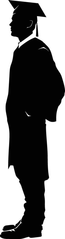 AI generated Silhouette man wear graduating hat black color only vector
