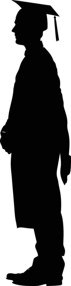 AI generated Silhouette man wear graduating hat black color only vector