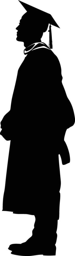 AI generated Silhouette man wear graduating hat black color only vector