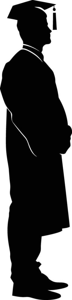 AI generated Silhouette man wear graduating hat black color only vector