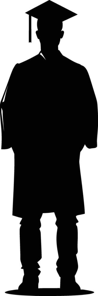 AI generated Silhouette man wear graduating hat black color only vector