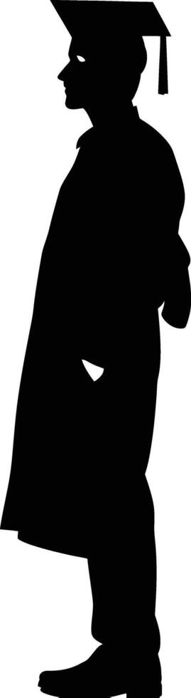 AI generated Silhouette man wear graduating hat black color only vector