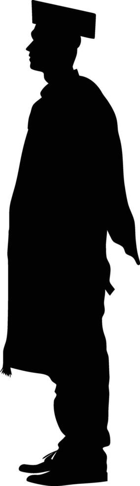 AI generated Silhouette man wear graduating hat black color only vector