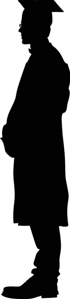 AI generated Silhouette man wear graduating hat black color only vector