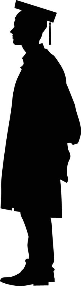 AI generated Silhouette man wear graduating hat black color only vector