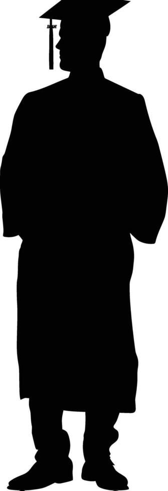 AI generated Silhouette man wear graduating hat black color only vector