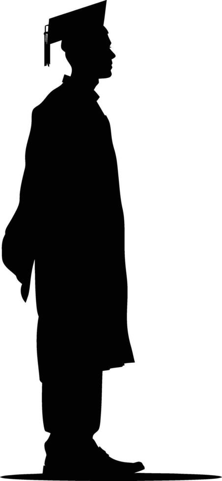 AI generated Silhouette man wear graduating hat black color only vector