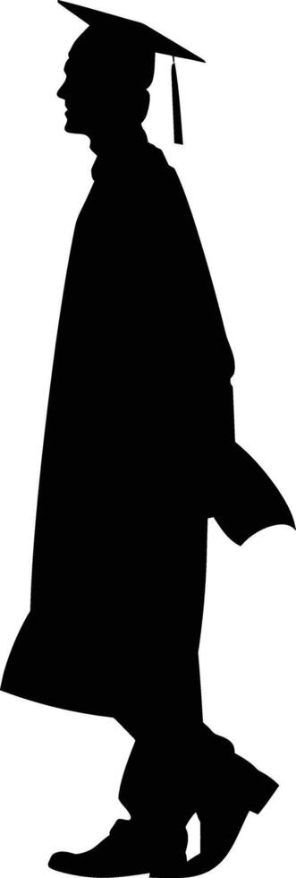 AI generated Silhouette man wear graduating hat black color only vector