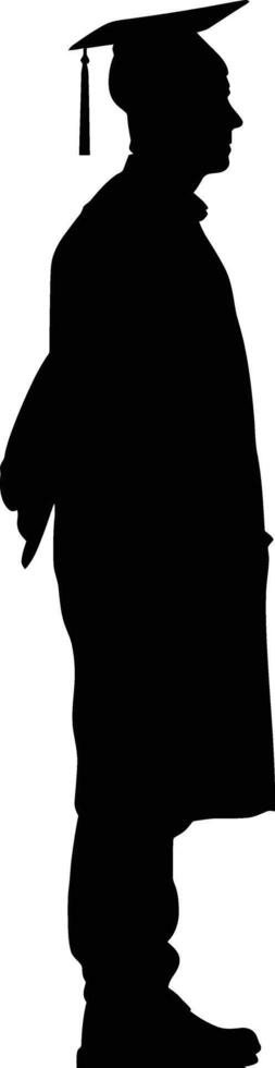AI generated Silhouette man wear graduating hat black color only vector