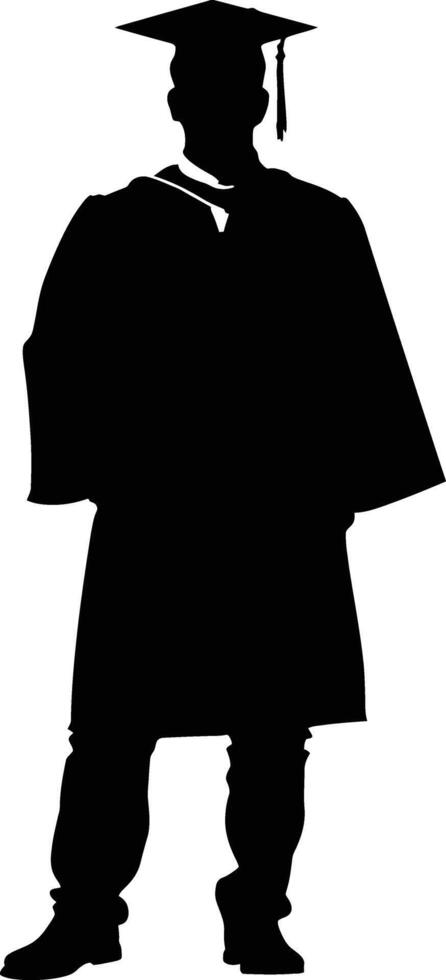 AI generated Silhouette man wear graduating hat black color only vector