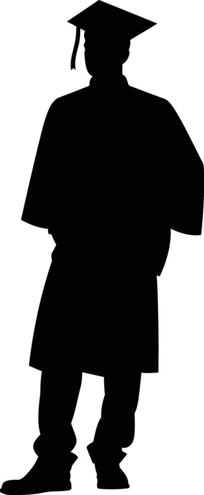 AI generated Silhouette man wear graduating hat black color only vector