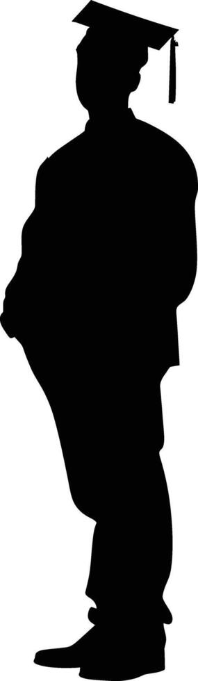 AI generated Silhouette man wear graduating hat black color only vector