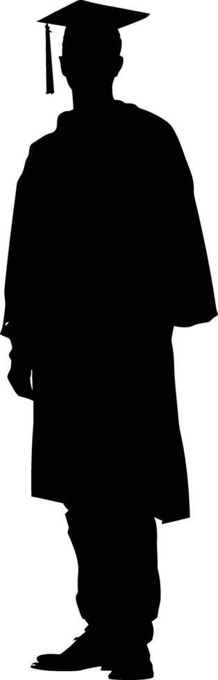 AI generated Silhouette man wear graduating hat black color only vector