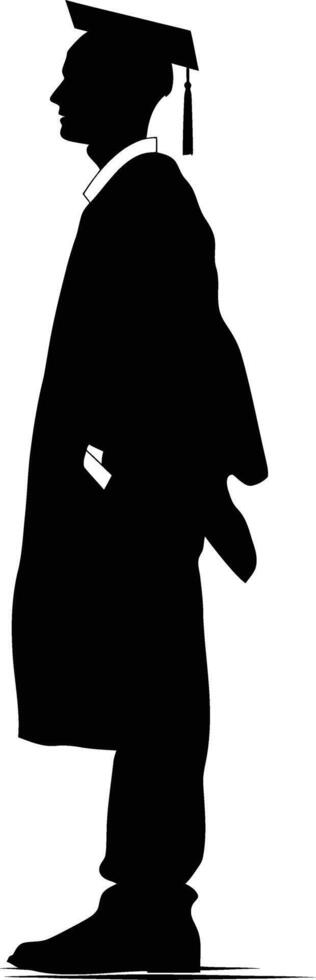 AI generated Silhouette man wear graduating hat black color only vector