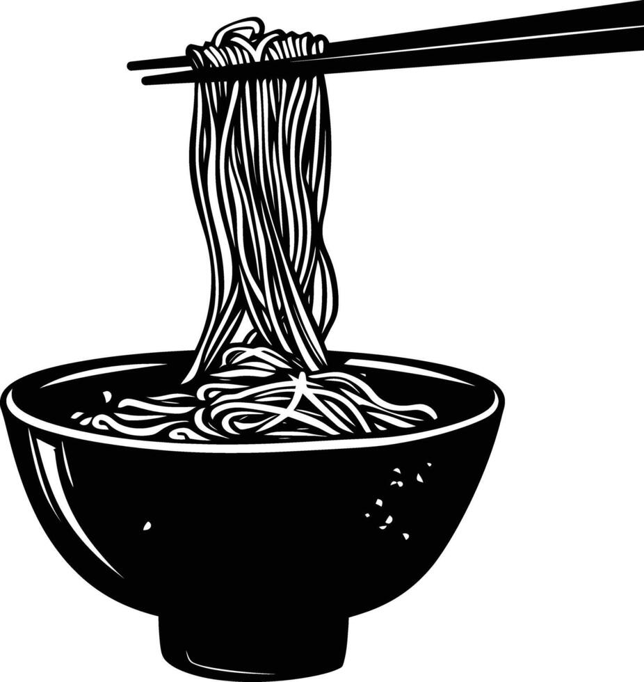 AI generated Silhouette noodle black color only vector