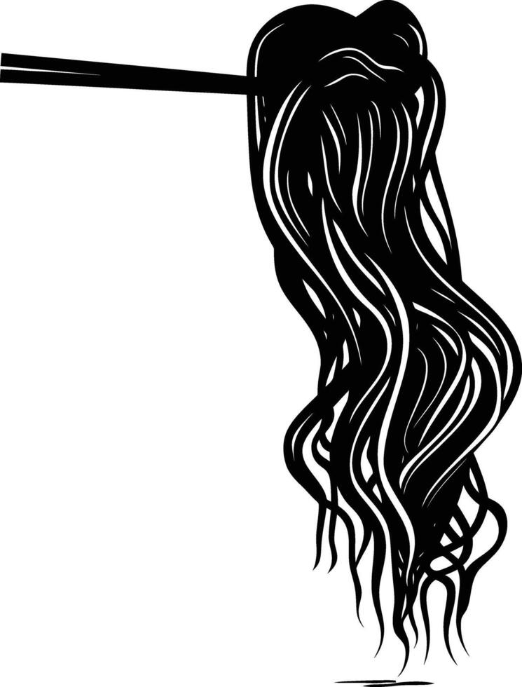 AI generated Silhouette noodle black color only vector