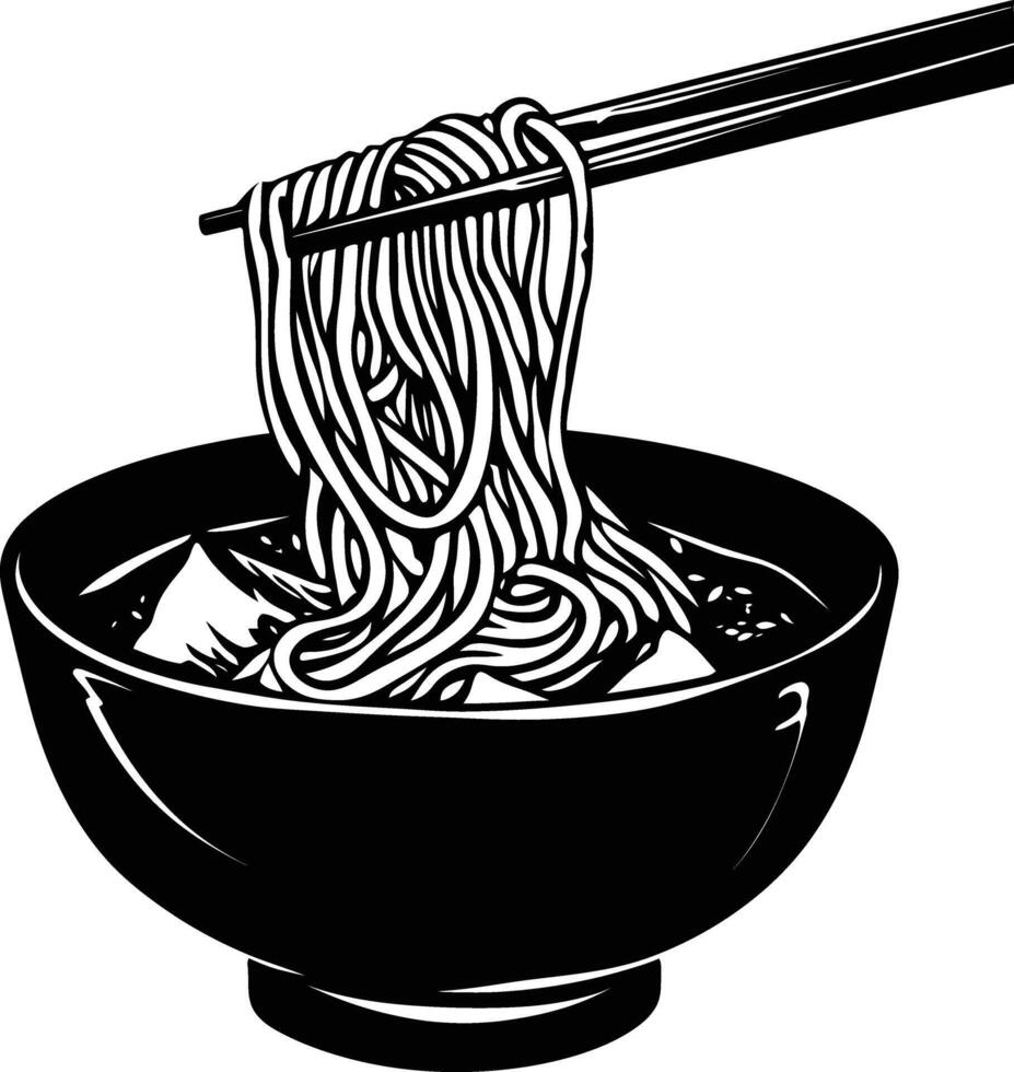 ai generado silueta fideos negro color solamente vector