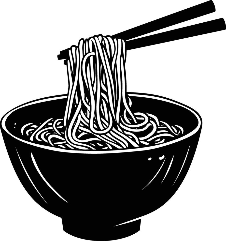 AI generated Silhouette noodle black color only vector