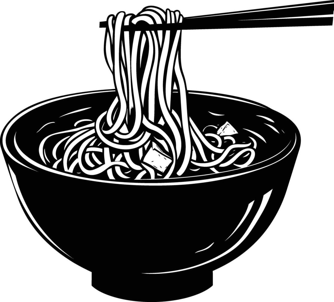 ai generado silueta fideos negro color solamente vector