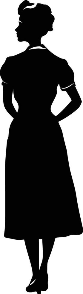 AI generated Silhouette nurse black color only full body vector