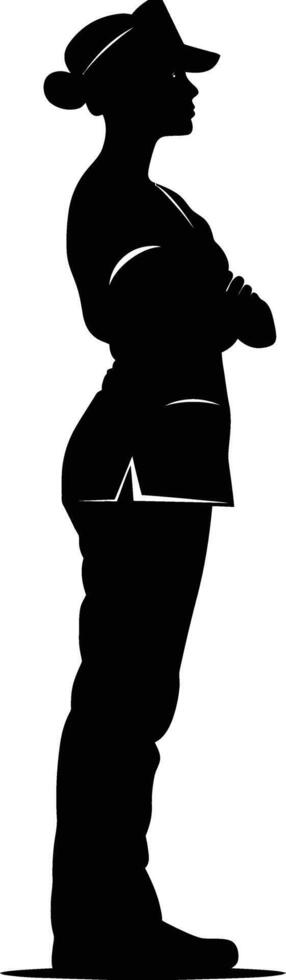 AI generated Silhouette nurse black color only full body vector