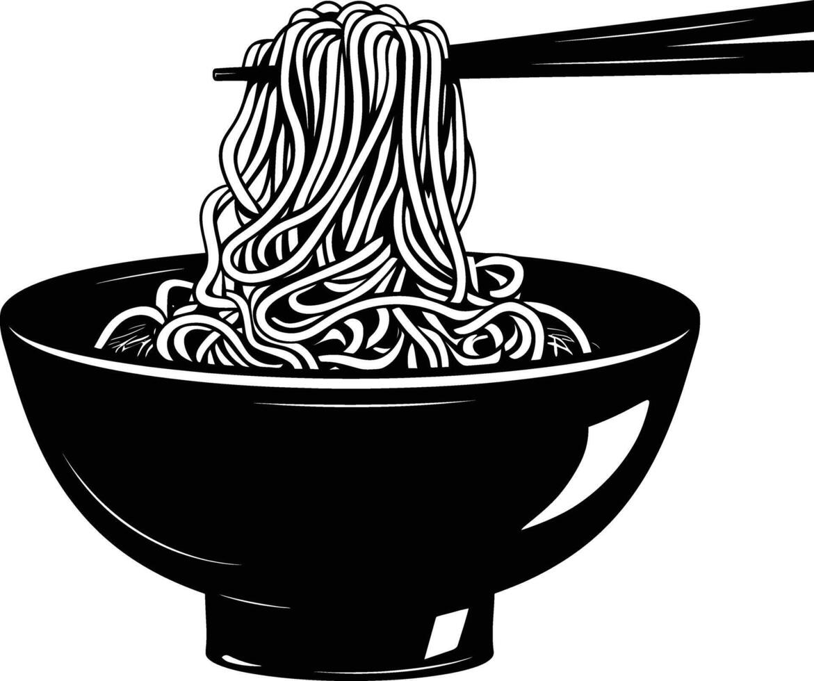 ai generado silueta fideos negro color solamente vector