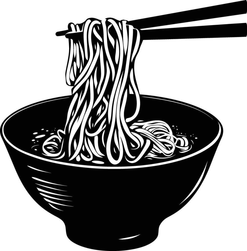 ai generado silueta fideos negro color solamente vector