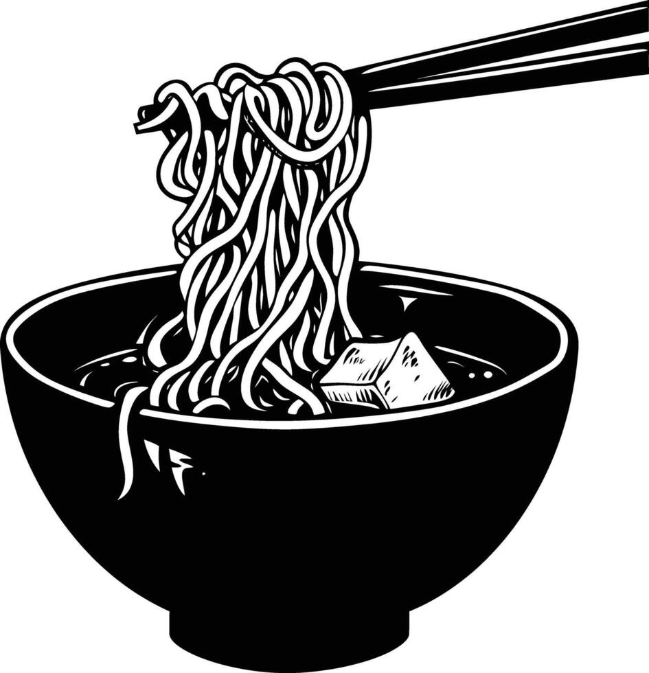 ai generado silueta fideos negro color solamente vector