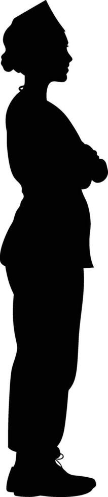 AI generated Silhouette nurse black color only full body vector