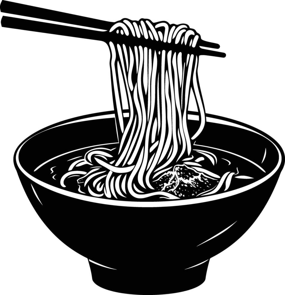 ai generado silueta fideos negro color solamente vector