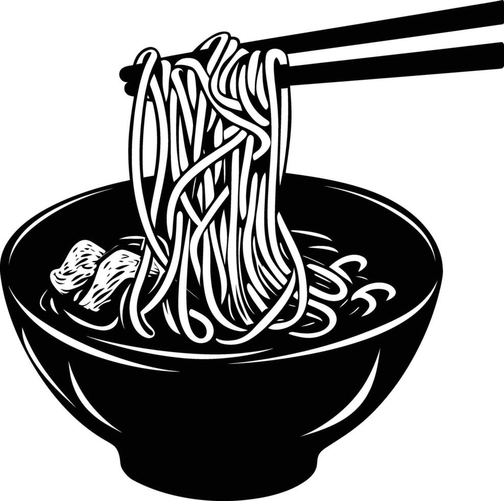 ai generado silueta fideos negro color solamente vector