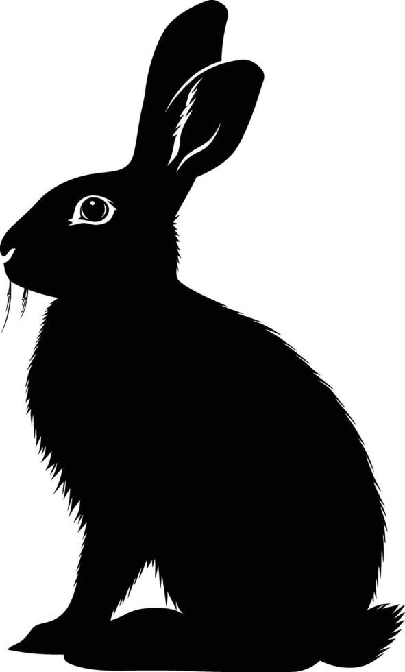 AI generated Silhouette rabbit black color only full body vector