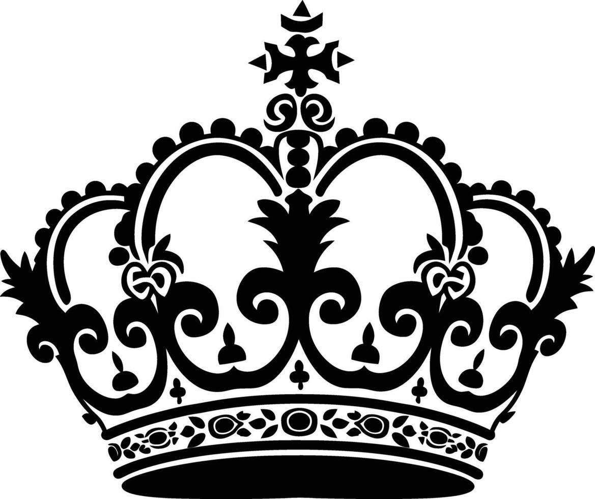 AI generated Silhouette queen crown black color only vector