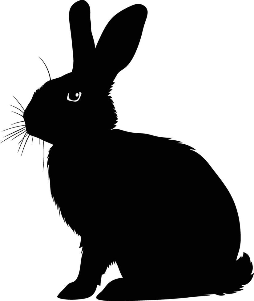 AI generated Silhouette rabbit black color only full body vector