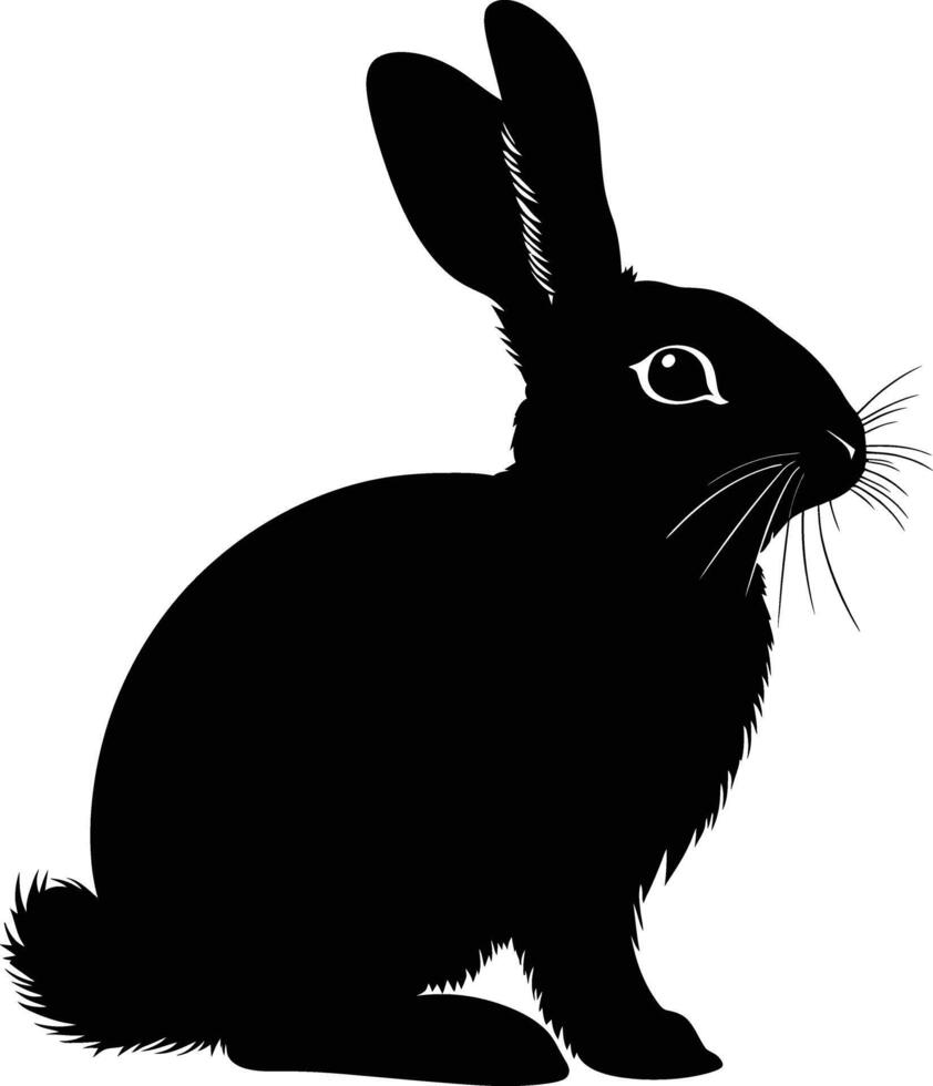 AI generated Silhouette rabbit black color only full body vector