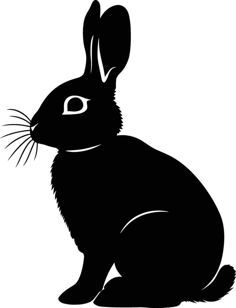 AI generated Silhouette rabbit black color only full body vector