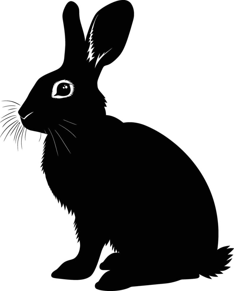 ai generado silueta Conejo negro color solamente lleno cuerpo vector