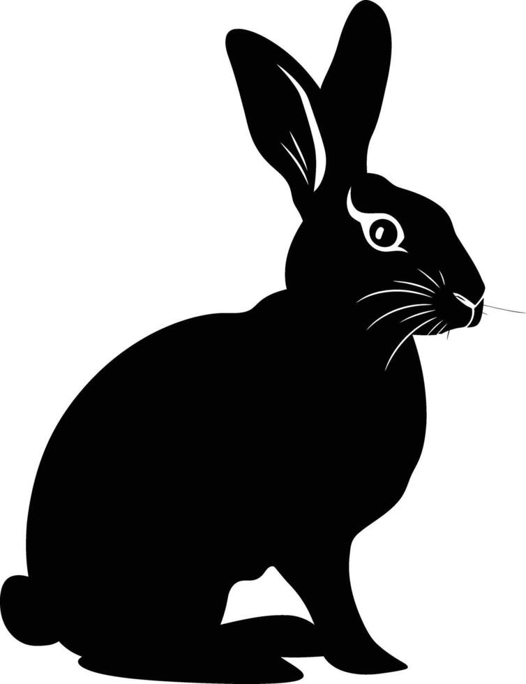 AI generated Silhouette rabbit black color only full body vector