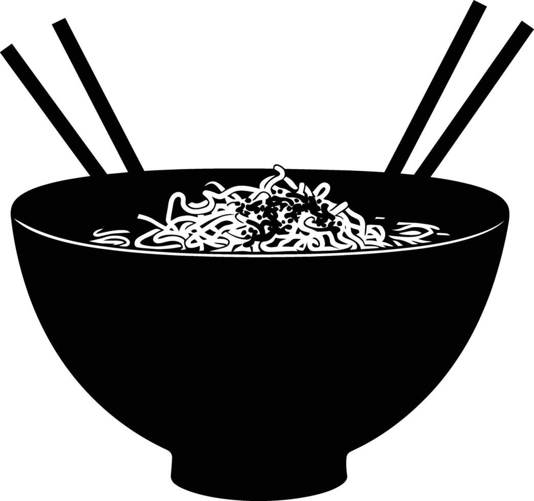 AI generated Silhouette ramen or ramyeon black color only vector