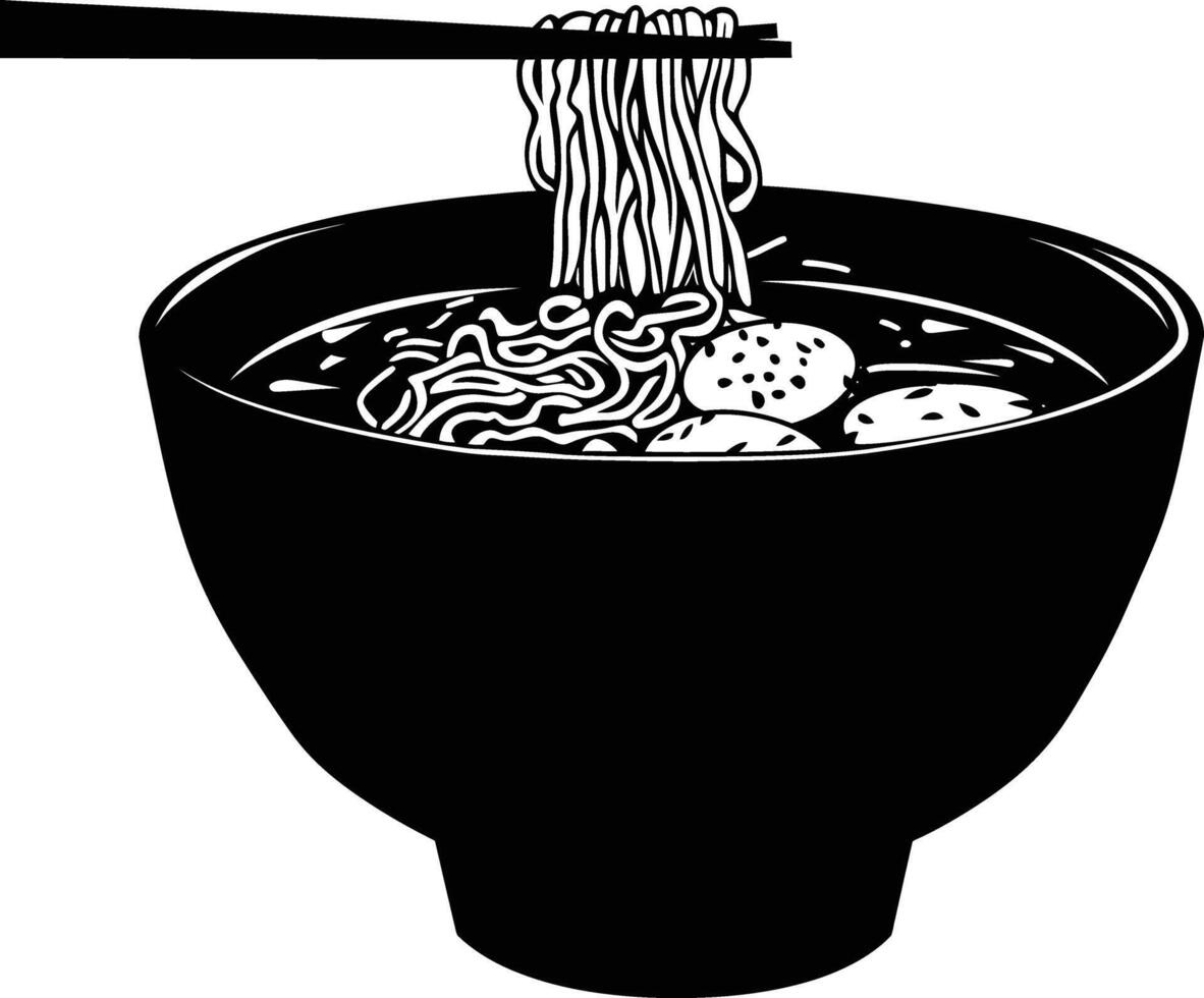 ai generado silueta ramen o ramyeon negro color solamente vector