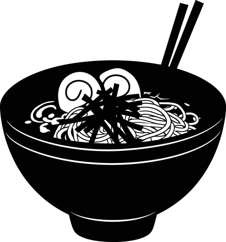 AI generated Silhouette ramen or ramyeon black color only vector